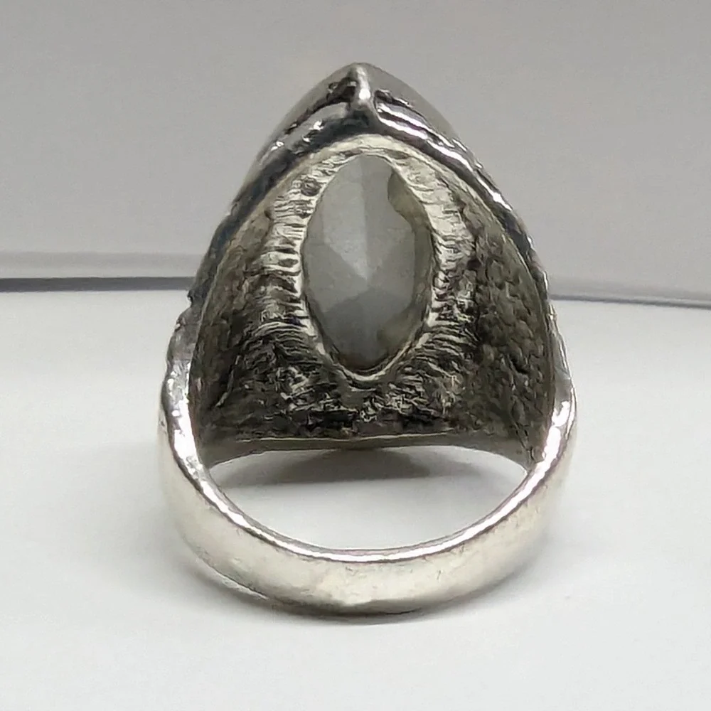 SilverTone Marquise Faceted Yellow Citrine November Statement Ring Plus‎ Size 11